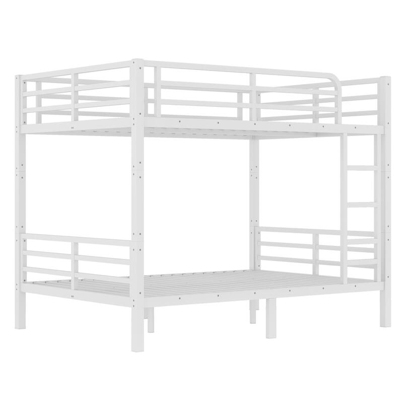 Twin XL over Twin XL Metal Bunk Bed for Teens and Adults, Space-Saving/Noise Reduced, White