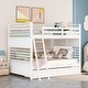 preview thumbnail 1 of 7, Modern Stairway Full Over Full Size Loft Bed Bunk Bed with 2-Drawers and Convertible Ladder and Slide White