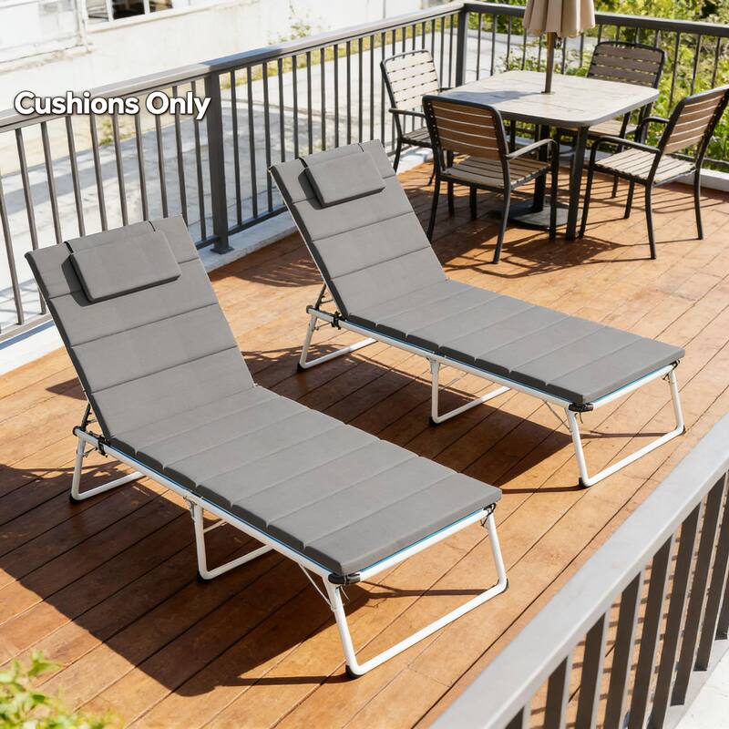 GDFStudio - Sage Outdoor Foldable Lounge Chair Cushion Set with High-resilience Foam & 6-Position Ties - 80"L