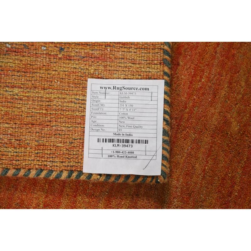 Gabbeh Indian Area Rug Handmade Orange Wool Carpet - 4'11" x 7'7"