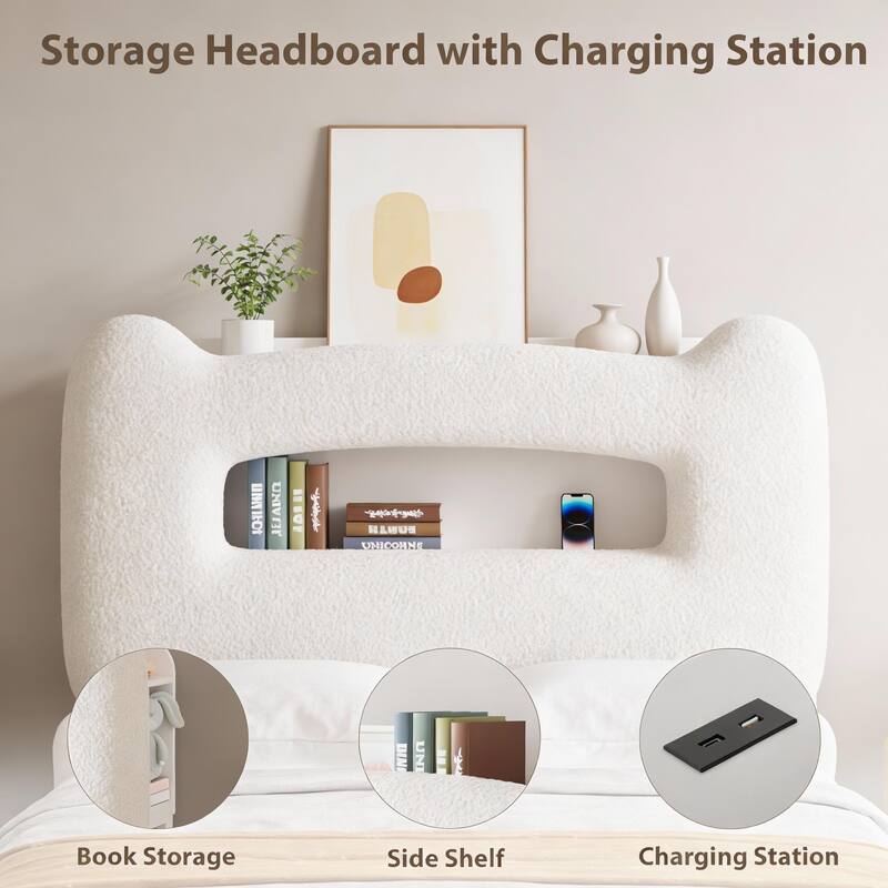 Led Bed Frames, with Storage Headboard and Charging Station