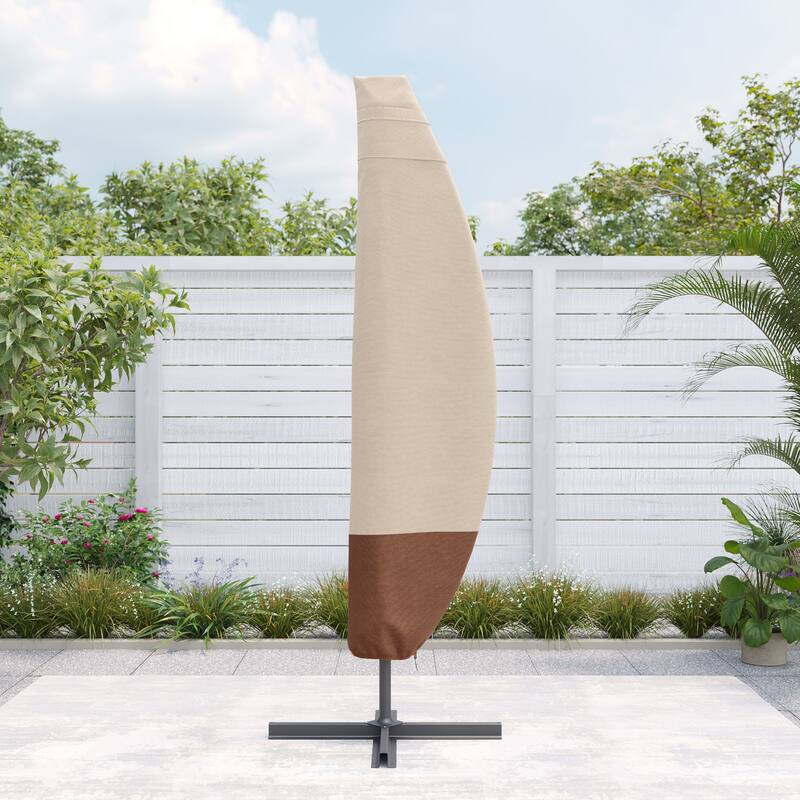 Bonosuki Patio Offset Umbrella Cover - 600D Waterproof Umbrella Cover - Cream
