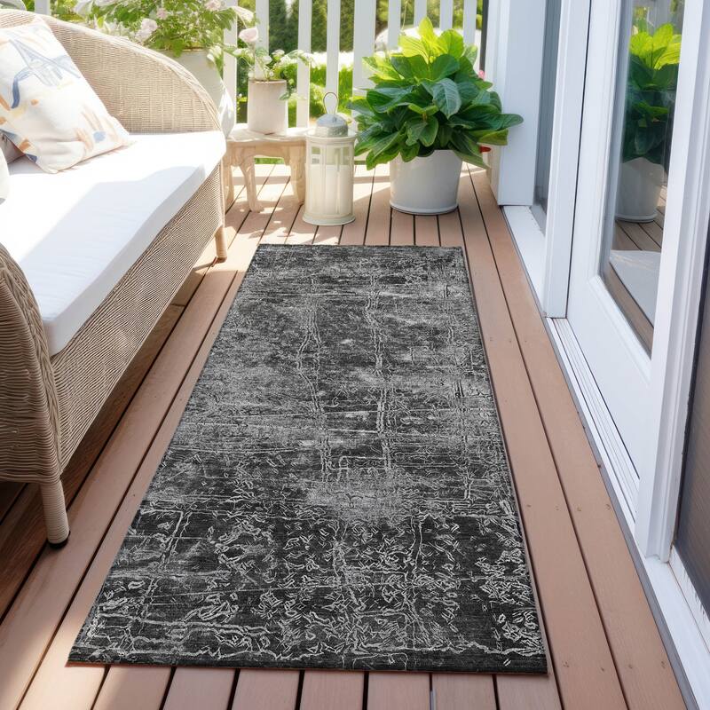 Alrim Modern Art-Inspired Weather Resistant Timeless Fusion Outdoor Rug