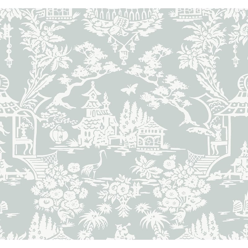 NextWall Garden Chinoiserie Peel and Stick Wallpaper - 27 in. W x 18 ft. L - 27 in. W x 18 ft. L - Blue Dusk
