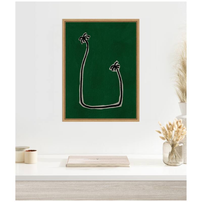 Kate and Laurel Sylvie Soul Bound Green Framed Canvas by Shatha Al Dafai