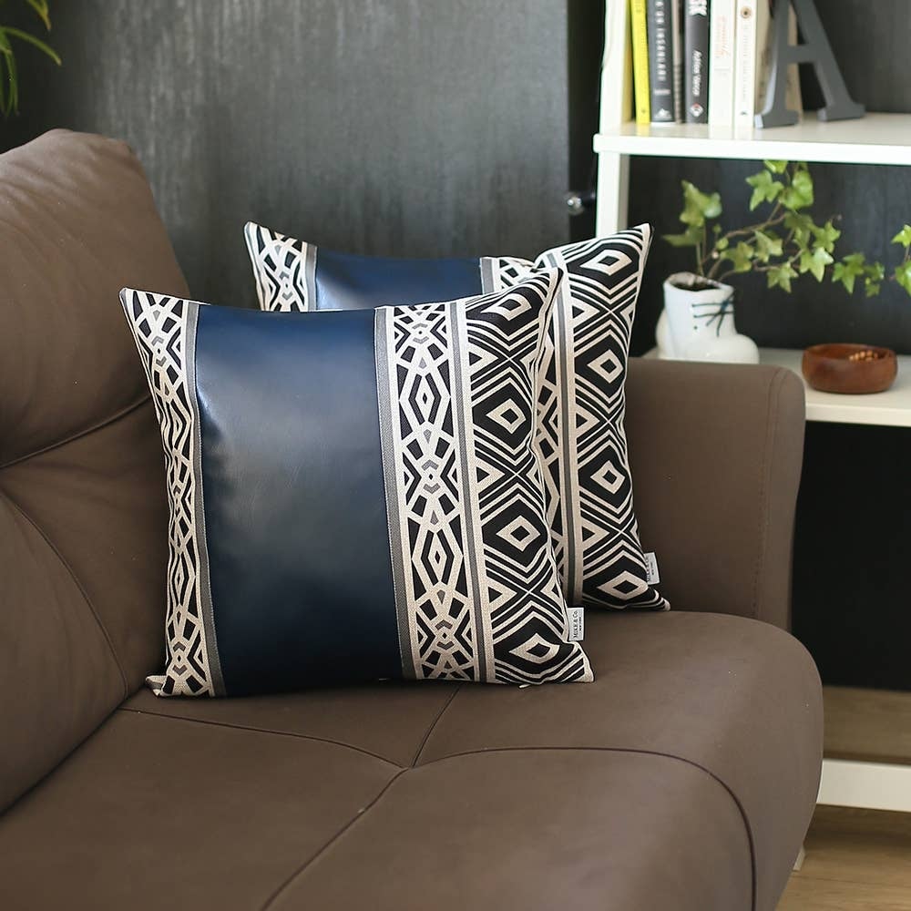 Faux leather store throw pillows