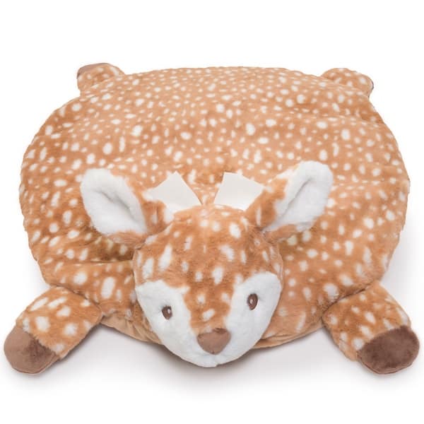 slide 2 of 6, Bearington Baby Lil' Willow 30 x 30 Inch Fawn Tummy Time Mat, Plush Animal Blanket - Multi