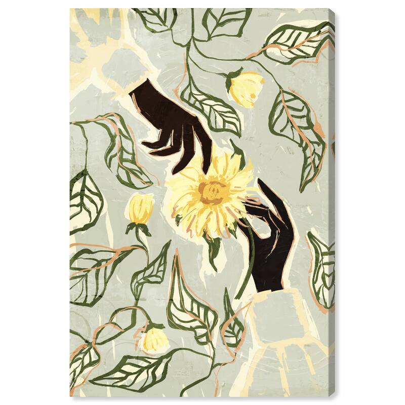 Wynwood Studio Canvas Floral and Botanical Sun Flower Reach Yellow and Light Yellow Modern & Contemporary Wall Art Canvas Print