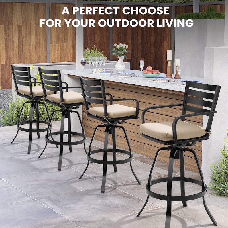 Pellebant Outdoor Patio Swivel Aluminum Bar Stools with Sunbrella Cushion - 18.51 in L x 18.51 in W x 45.28 in H