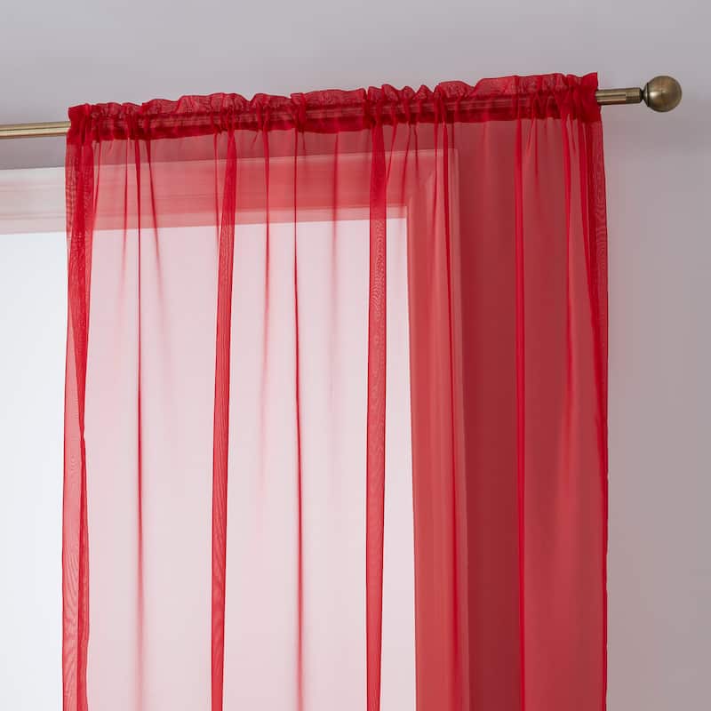 HLC.me Geneva Sheer Voile Window Treatment Rod Pocket Curtain Panels Bedroom and Living Room (Set of 4)