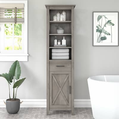 Key West Tall Narrow Bookcase Cabinet by Bush Furniture