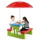 preview thumbnail 1 of 3, Kids Picnic Table, Kids Indoor & Outdoor Table and Bench Set with Removable Foldable Umbrella, for Patio, Backyard, Plastic
