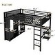 preview thumbnail 3 of 21, Full Size Metal Gaming Loft Bed with LED,Desk and 3 Storage Drawers