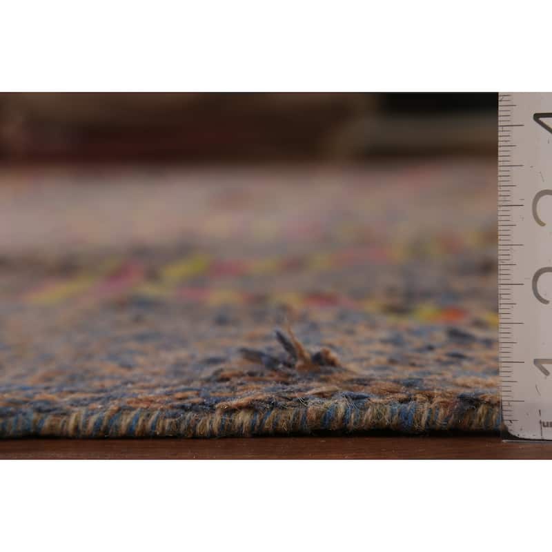 Blue & Brown Plush Moroccan Oriental Area Rug Handmade Wool Carpet - 8'9"x 12'6"