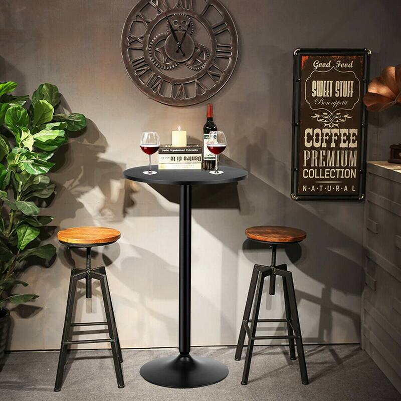 Gymax 6 PCS Round Pub Table 24'' Bistro Bar Cocktail Table w/Metal