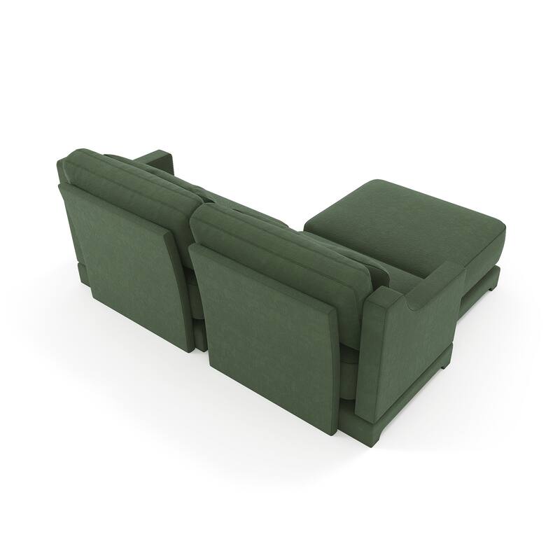 73.2" Chenille 2-Seater Sofa with Ottoman, 2 Pillows & Solid Wood Frame