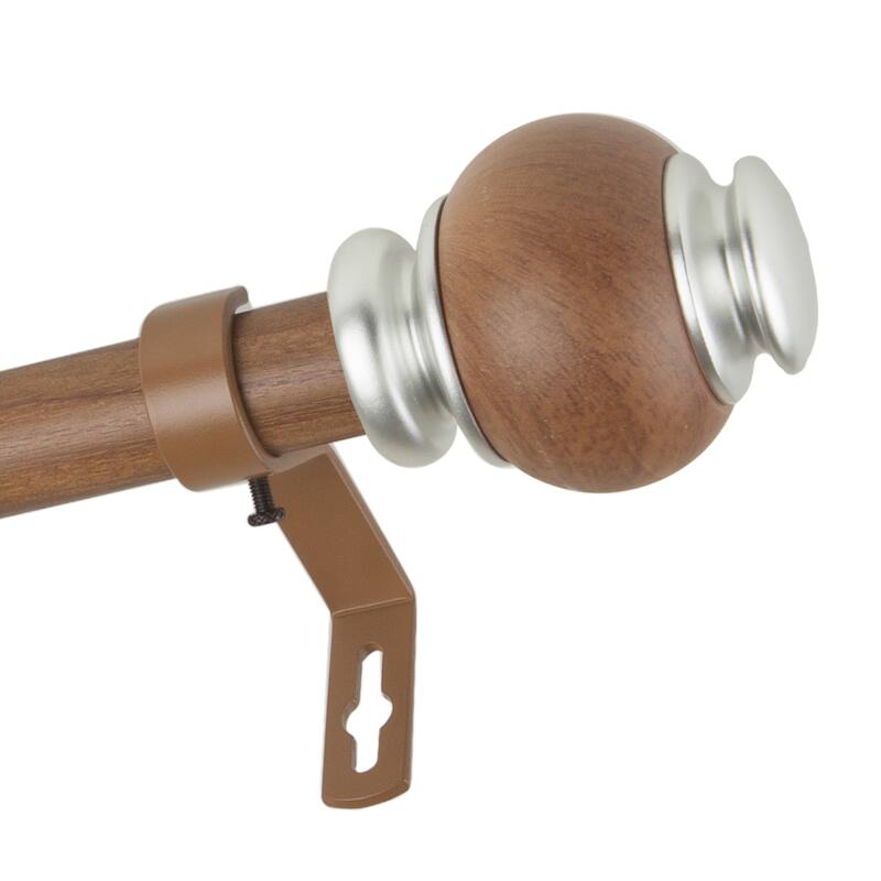 InStyleDesign Onyx 1 inch Faux Wood Curtain Rod - 28 to 48 inches - Chestnut