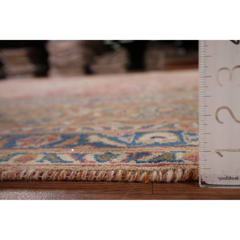 Traditional Pink Mashad Persian Vintage Rug Hand-Knotted Wool Carpet - 9'4" x 12'5"