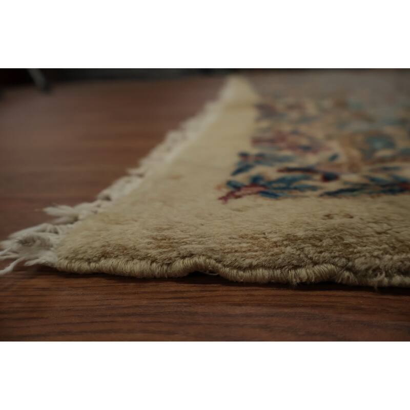 Hand Knotted Oriental 100% Wool Carpet Traditional Floral Beige & Ivories Kerman Area Rug - 20' 2'' X 11' 7''