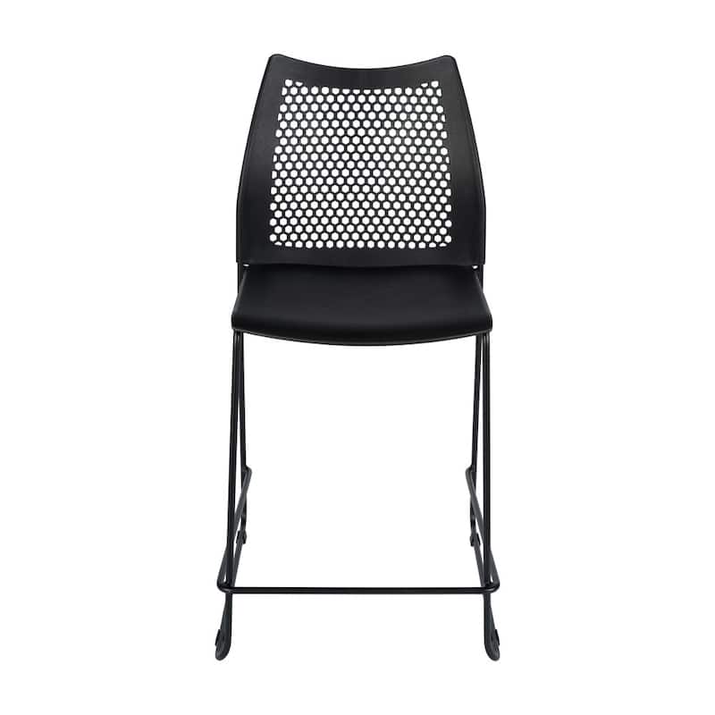 3 Pack Stackable Sled Base Counterstool with Vented Back and Integrated Footrest - 19.75"W x 22"D x 37.5"H