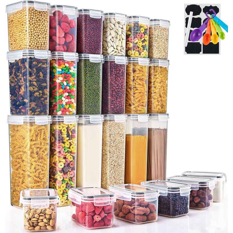 Sorbus Airtight Food Storage Containers with Labels, Marker & Measuring Spoons Kitchen Pantry Food Organizer - 24 Pack
