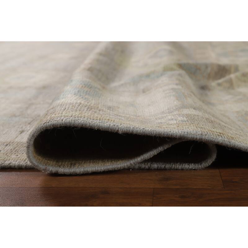 Hand Knotted Oriental 100% Wool Carpet Transitional All-Over Greys & Charcoal Oushak Area Rug - 12' 4'' X 9' 2''