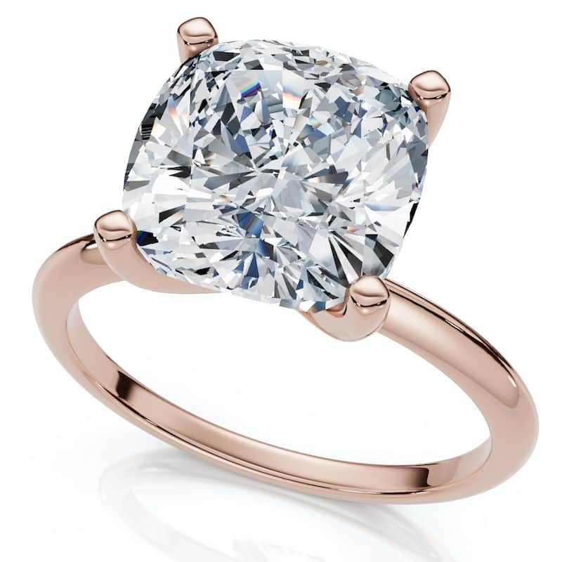 Certified 3Ct Cushion Diamond Solitaire Engagement Ring Gold or Pt Lab Grown