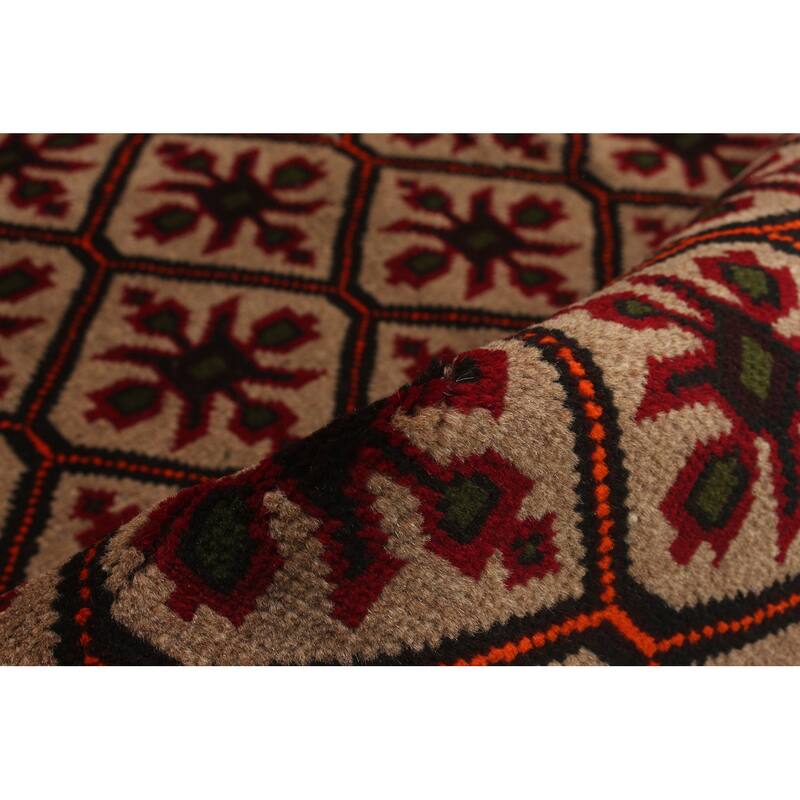 Hand-knotted Rizbaft Tan Wool Rug - 3'3 x 5'11/3'3" x 5'11"