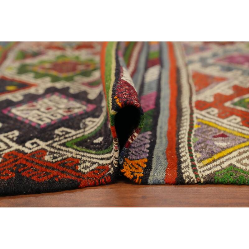 Hand Woven Oriental 100% Wool Carpet Southwestern Tribal Multi-Colored Kilim Area Rug - 7' 11'' X 5' 3''