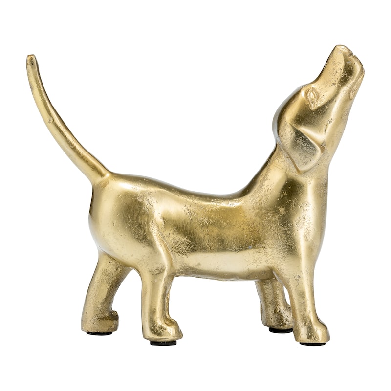 Sagebrook Home 8"L Metal, Decor Howling Dog, Gold, Novelty, 6"H, Solid Color - 8.0" x 3.0" x 6.0" - 8.0" x 3.0" x 6.0" - Multi