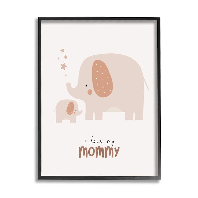 Stupell Love My Mommy Elephant Framed Giclee Art Design by LSR Design Studio - 24 x 30 - Black