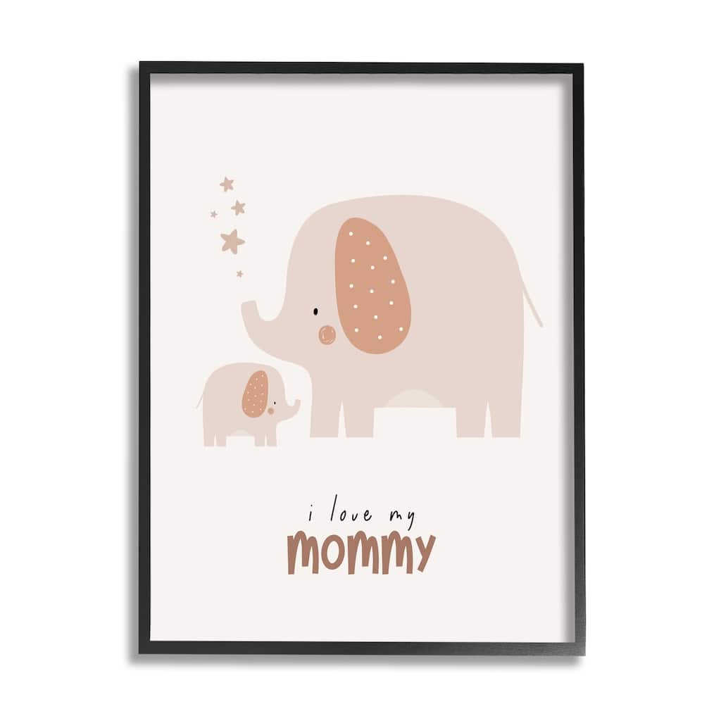 Stupell Love My Mommy Elephant Framed Giclee Art Design by LSR Design Studio