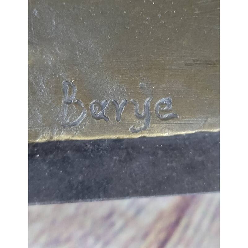 Signed Barye Cougar Imitative Lion Tiger Wild Animal Circus Cage Bronze Sculpture Statue