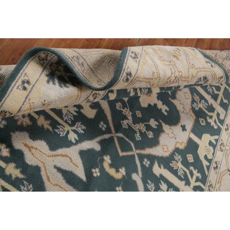 Green Oushak Indian Runner Rug Handmade Wool Carpet - 6'0" x 17'9"
