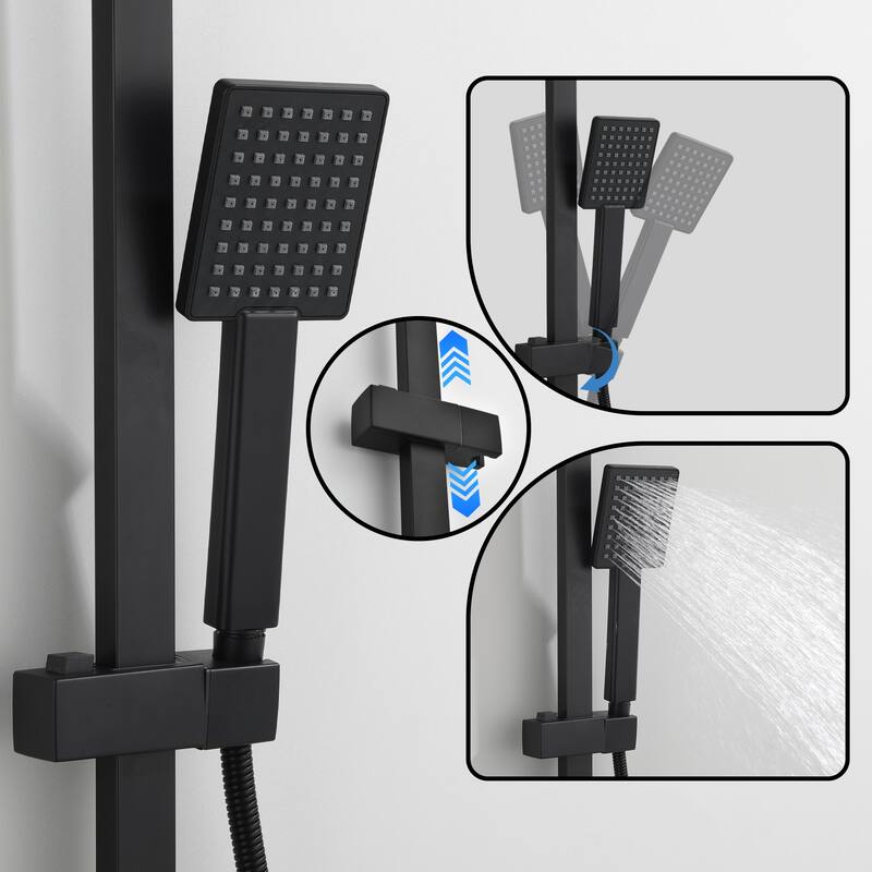 46"H 3-Function Stainless Steel Wall-Mounted Shower System