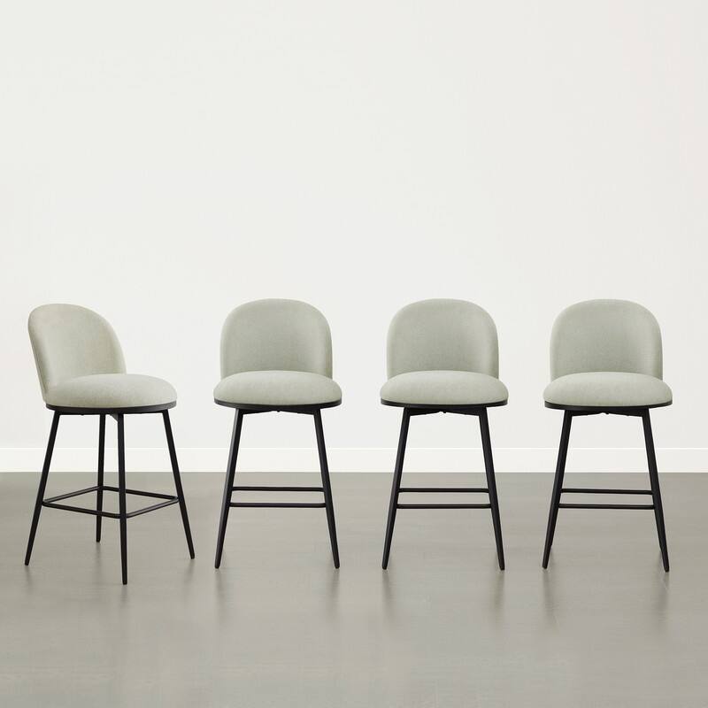 Beverly Swivel Counter Bar Stool Set 26 in Barstools with Metal Frame - Set of 4 - Light