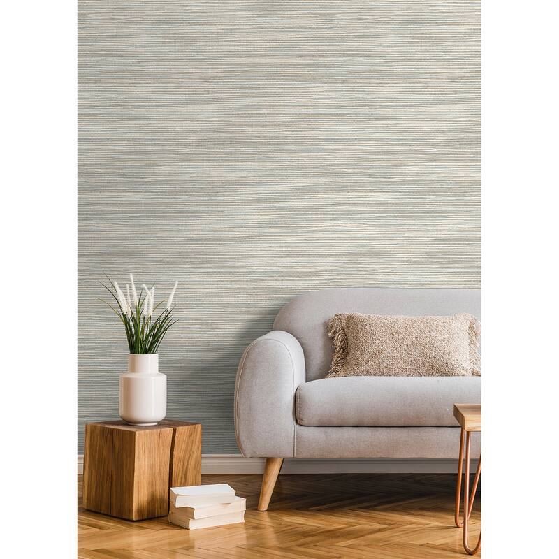 Advantage Alton Light Blue Faux Grasscloth Wallpaper