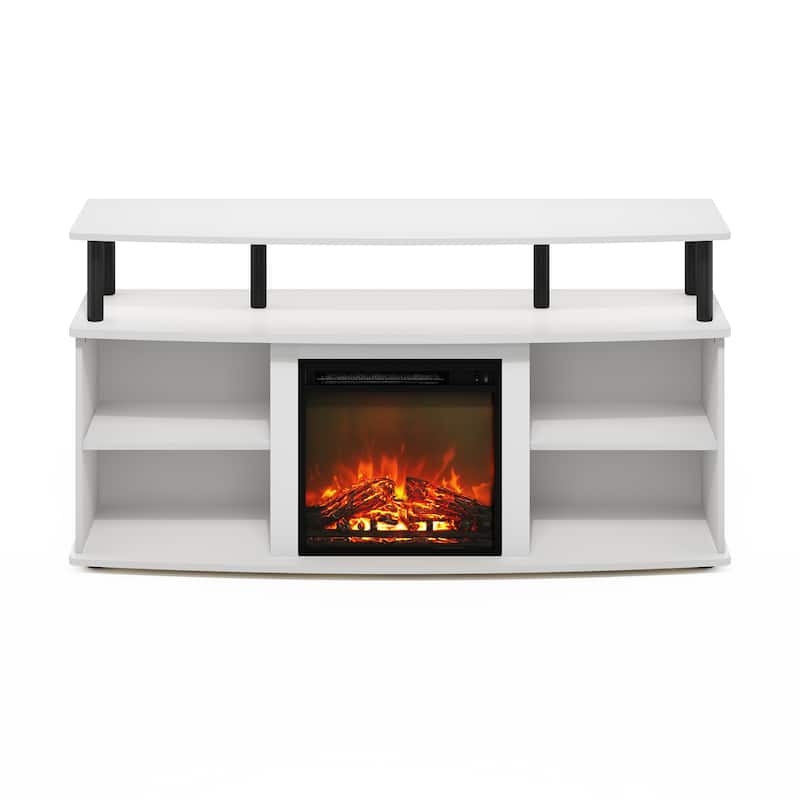 Furinno Jensen Open Shelving Storage Fireplace Entertainment Center for TV up to 55 Inch