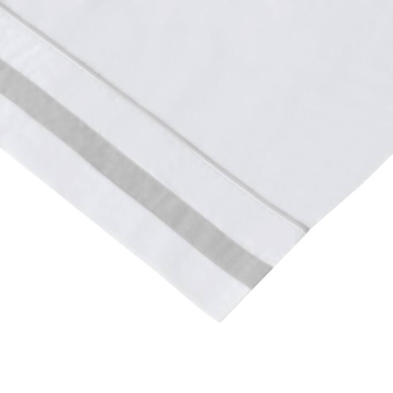Percale Cotton Hotel Piping Embroidered Crisp Sheet Set