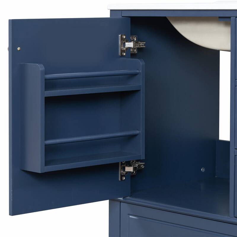 30" Bathroom Vanity with Sink, Soft-Close Door, One Door with Shelf & Three Drawers