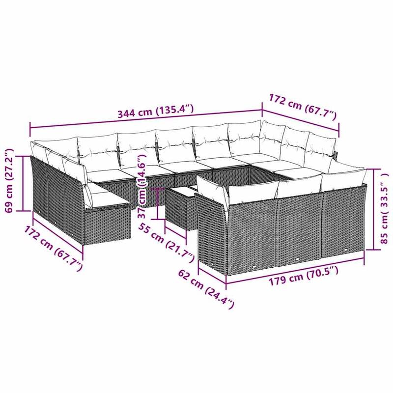 vidaXL Garden Sofa Set Black