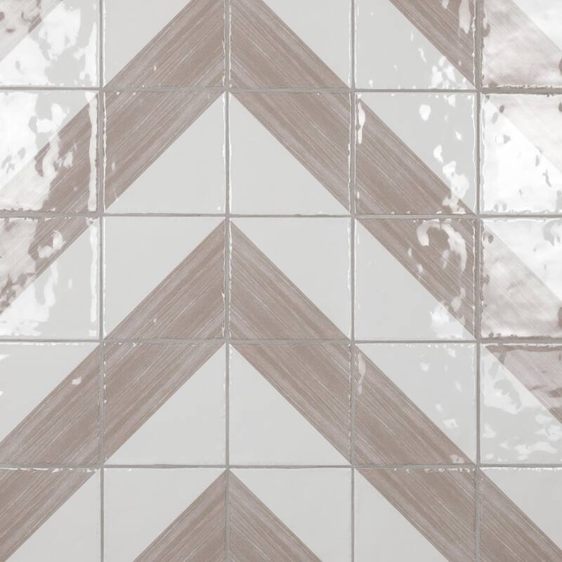 Merola Tile Triangle Rustique Glossy Taupe 6" x 6" Ceramic Wall Tile