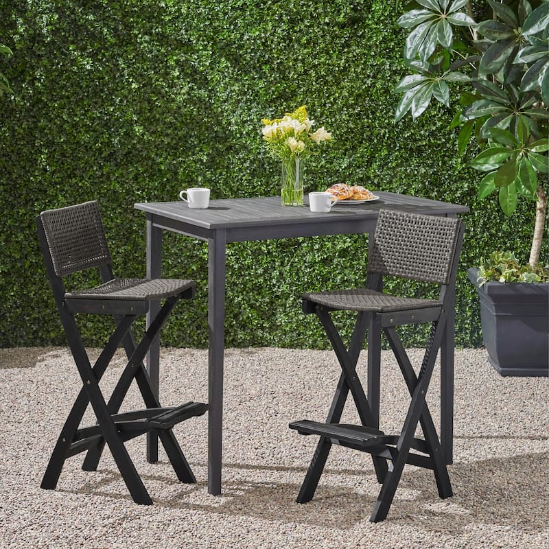 Polaris 45-inch 3-piece Outdoor Bar Table Set by Christopher Knight Home - Dark Gray