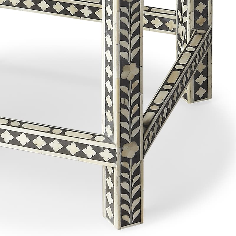 Handmade Butler Bone Inlay Wood and Resin End Table (India) On Sale