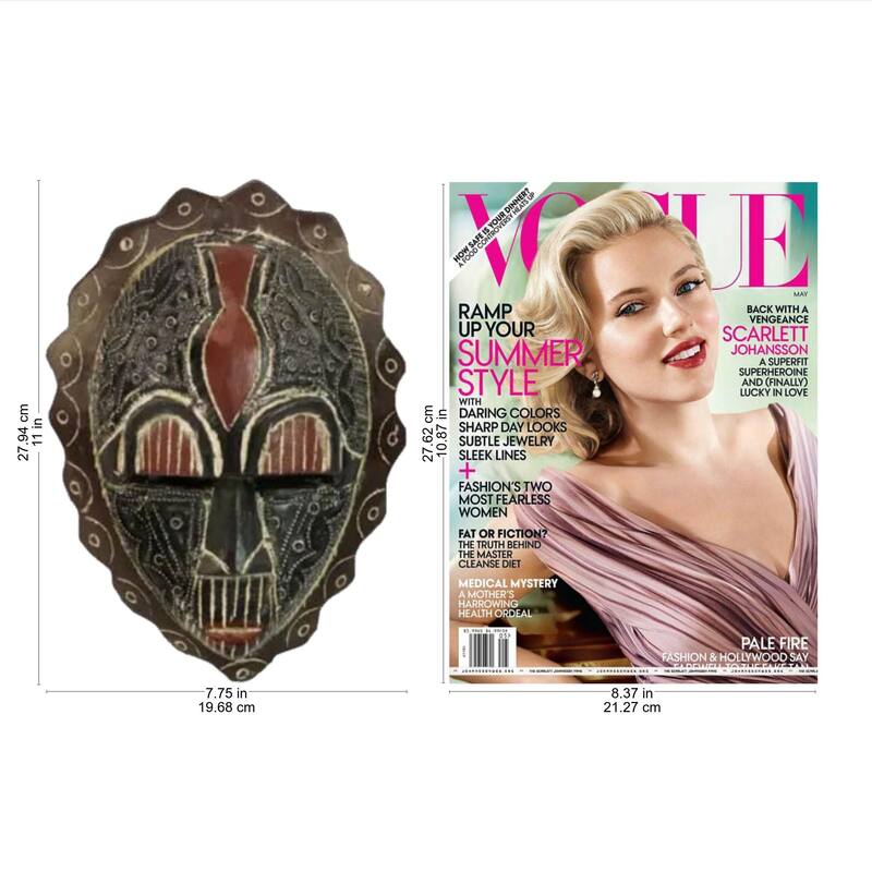 Happiness Ornate Carved Black Sese Wood with Multicolor Aluminum Details Original Signed African Artwork Wall Art Mask (Ghana)