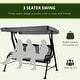 preview thumbnail 22 of 23, Outsunny Outdoor Patio Porch Swing Bench with Included Adjustable Shade Awning & Comfort Padded Seating for Three People