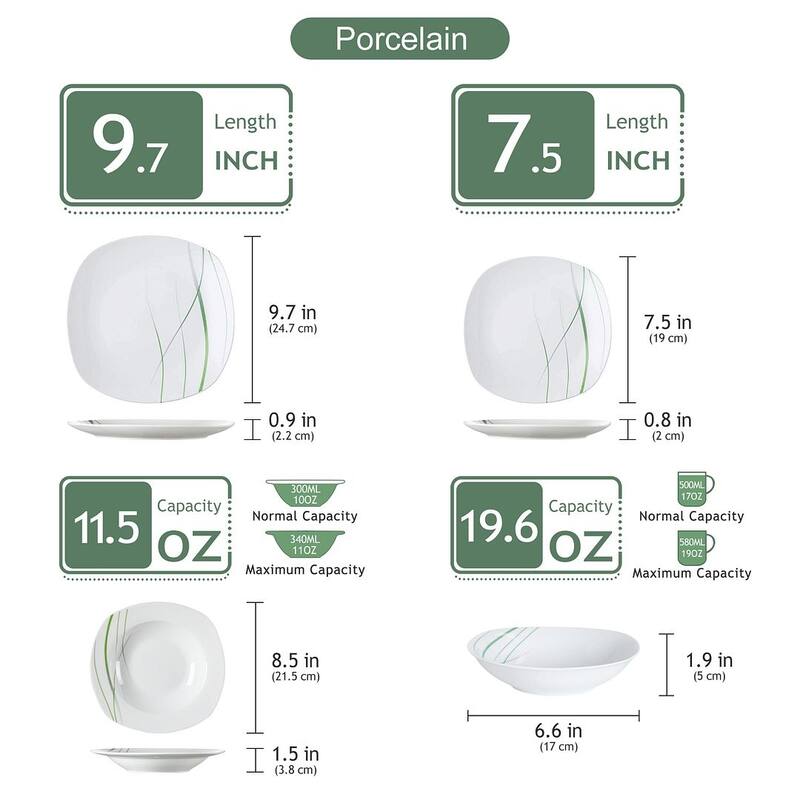 VEWEET Aviva Porcelain Dinnerware Set (Service for 6)