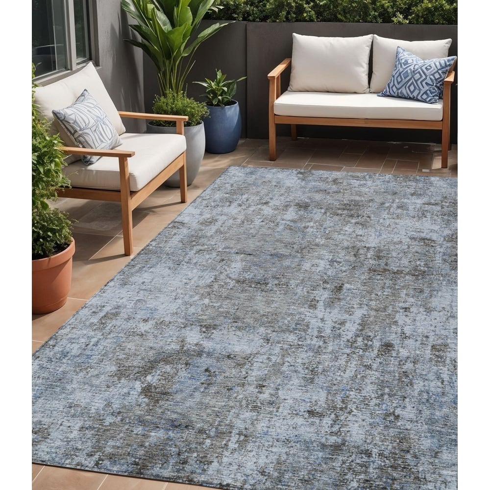 HomeRoots Abstract Transitional Rectangle Outdoor Rug