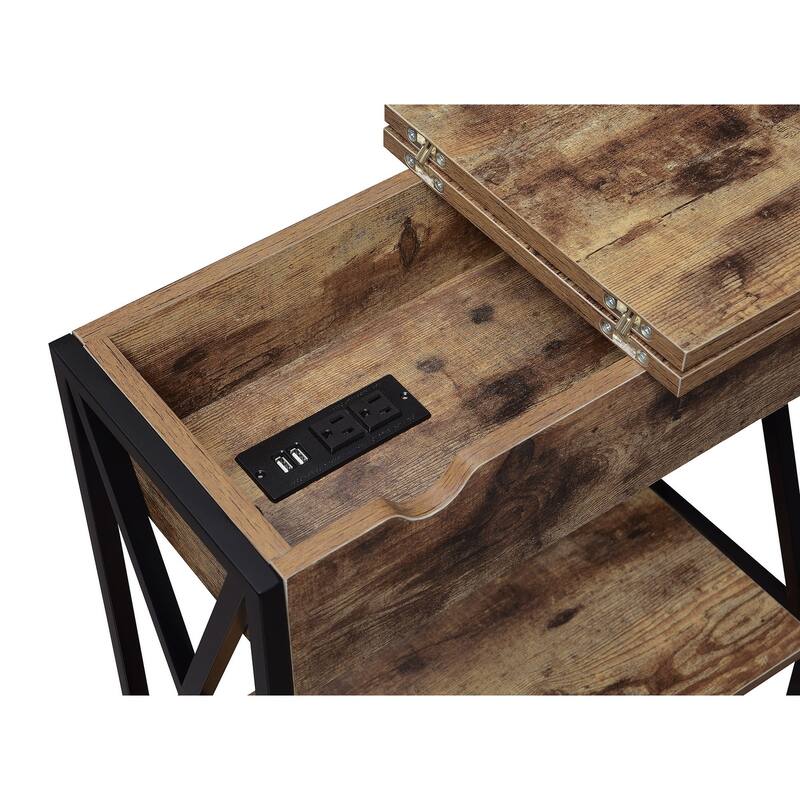 Convenience Concepts Tucson Flip Top End Table with Charging Station