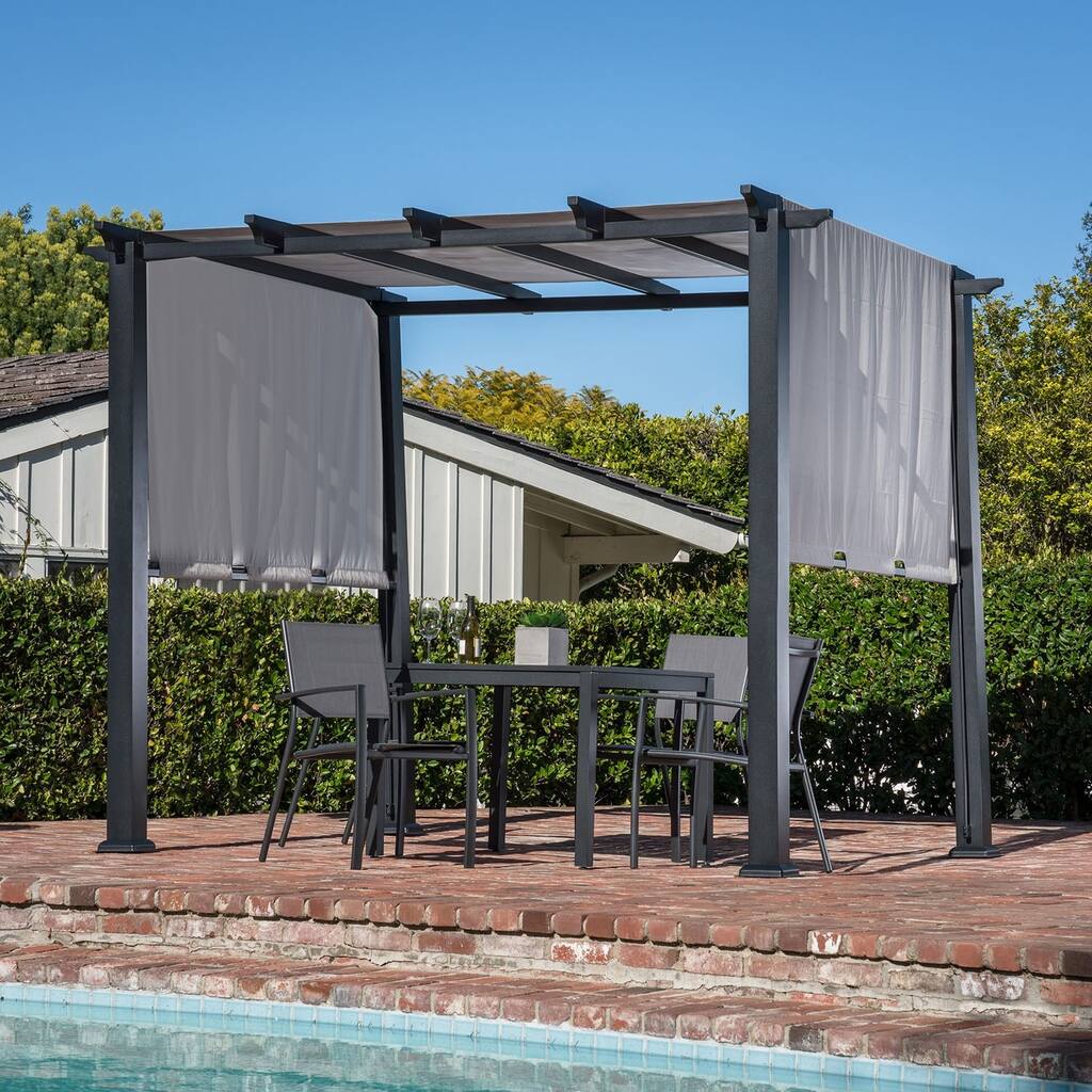 Hanover 8 x 10 Ft. Metal Pergola with an Adjustable Gray Canopy